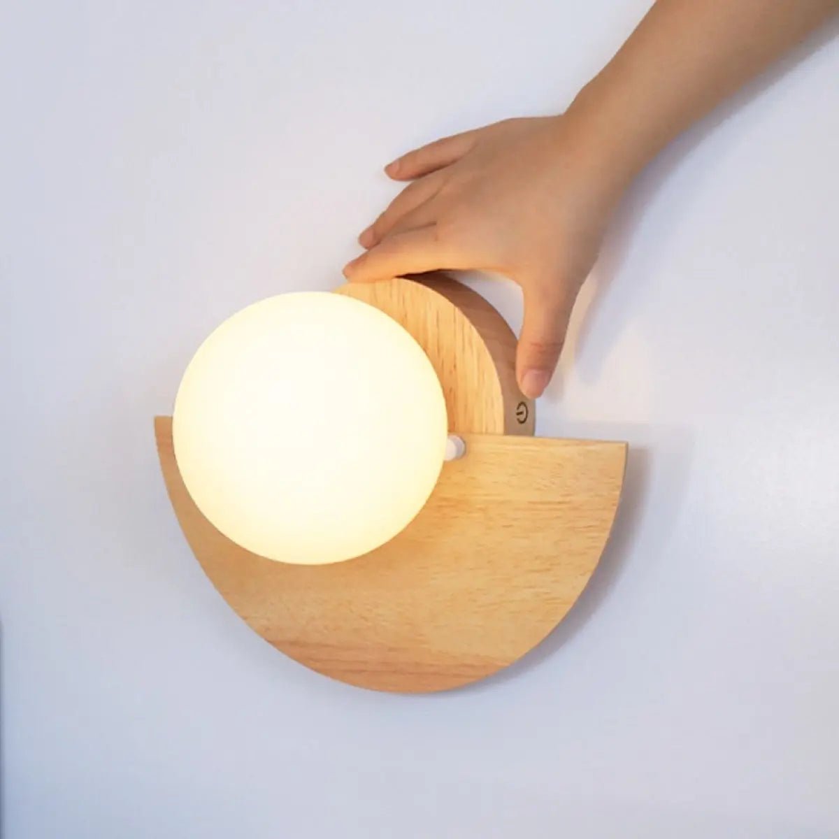 Kane Light Brown Cordless Wall Light – Rechargeable Wood & Glass Lamp