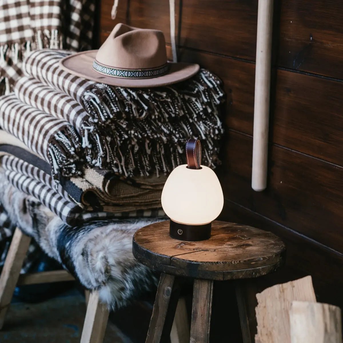 Cooper Dark Brown Wooden Rechargeable Table Lamp – Cordless, Dimmable & Stylish