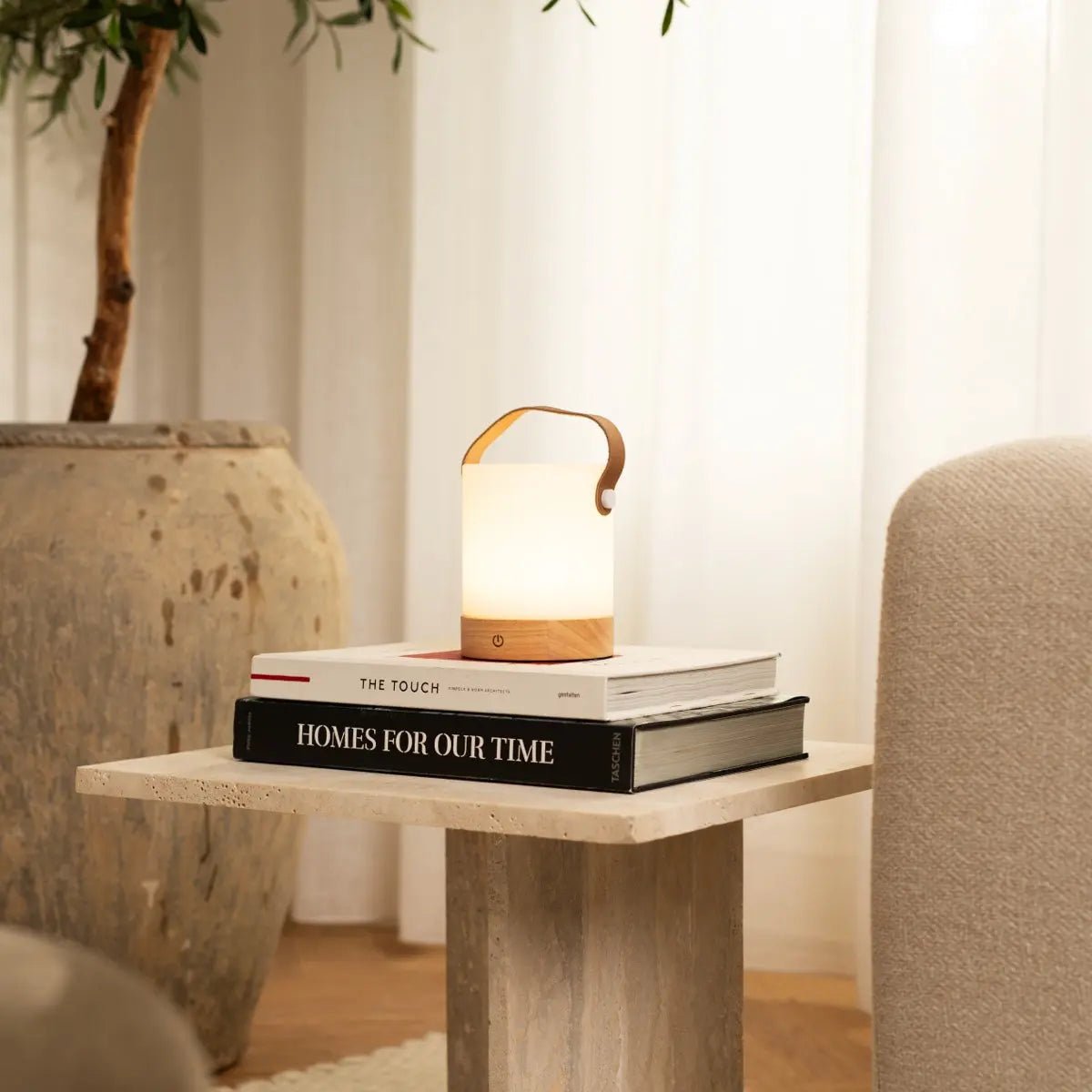 Avery Light Brown Rechargeable Table Lamp – Cordless, Dimmable & USB-C