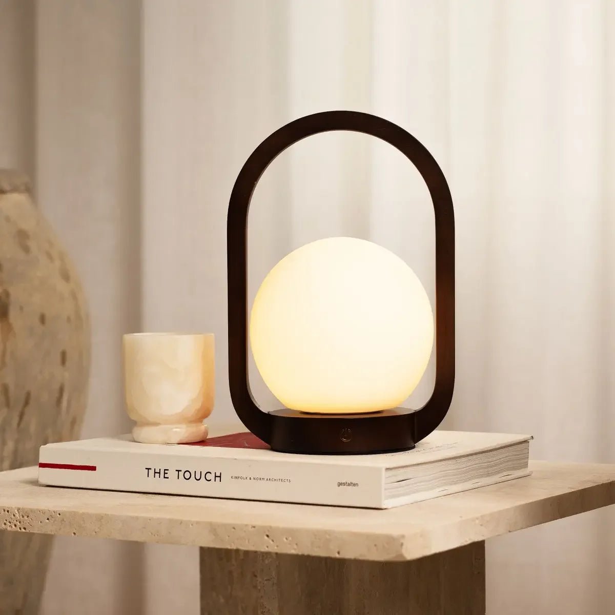 Skye Dark Brown Wooden Cordless Lamp | Rechargeable & Dimmable Design