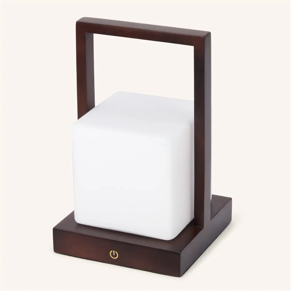 Noah Dark Brown Wooden Rechargeable Table Lamp With Glass and Wooden Handle