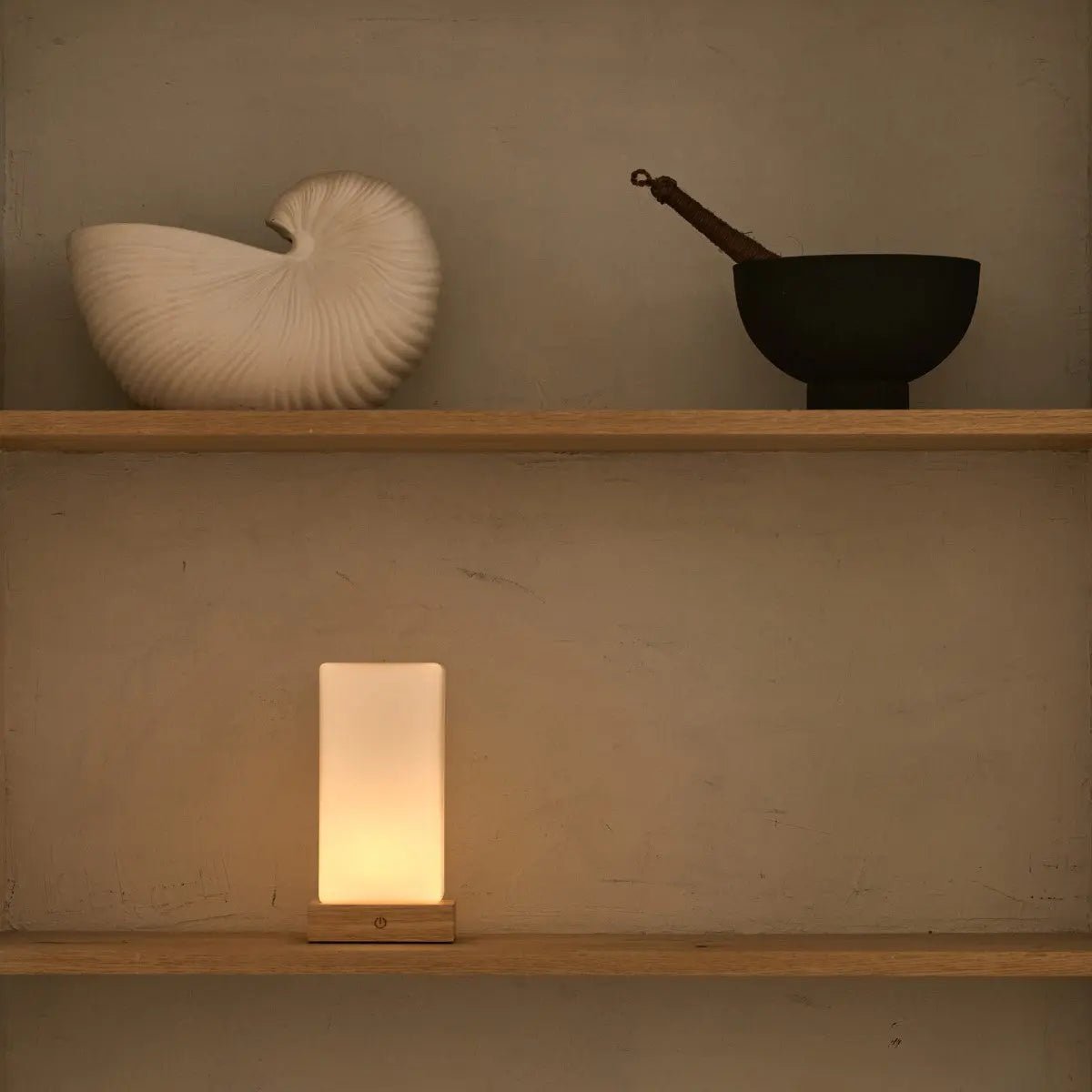 Zayn Light Brown Wooden Rechargeable Lamp l Dimmable & Cordless & Good Battery