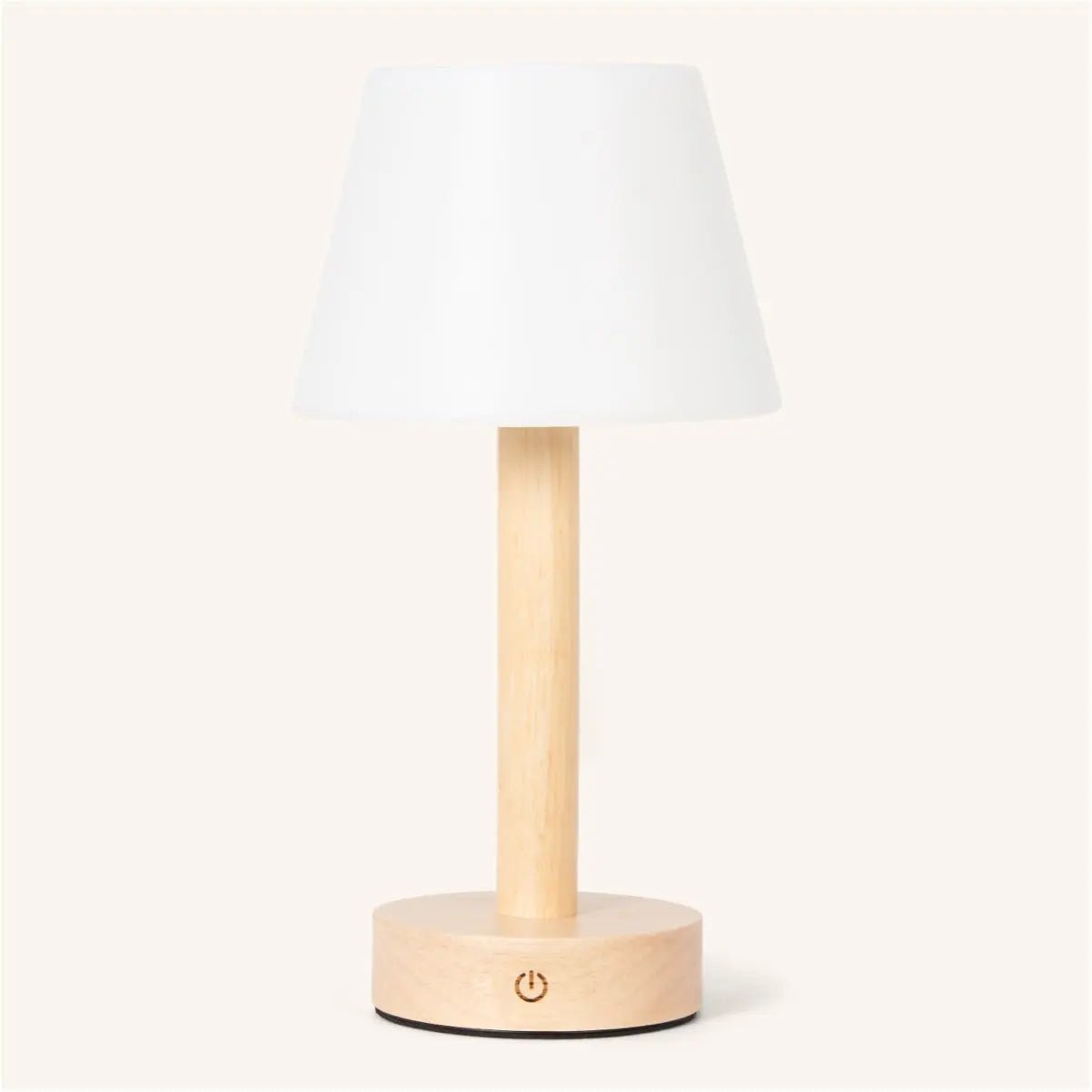 Zoë Light Brown Wooden Rechargeable Table Lamp | Dimmable, USB-C, 80-Hour Battery