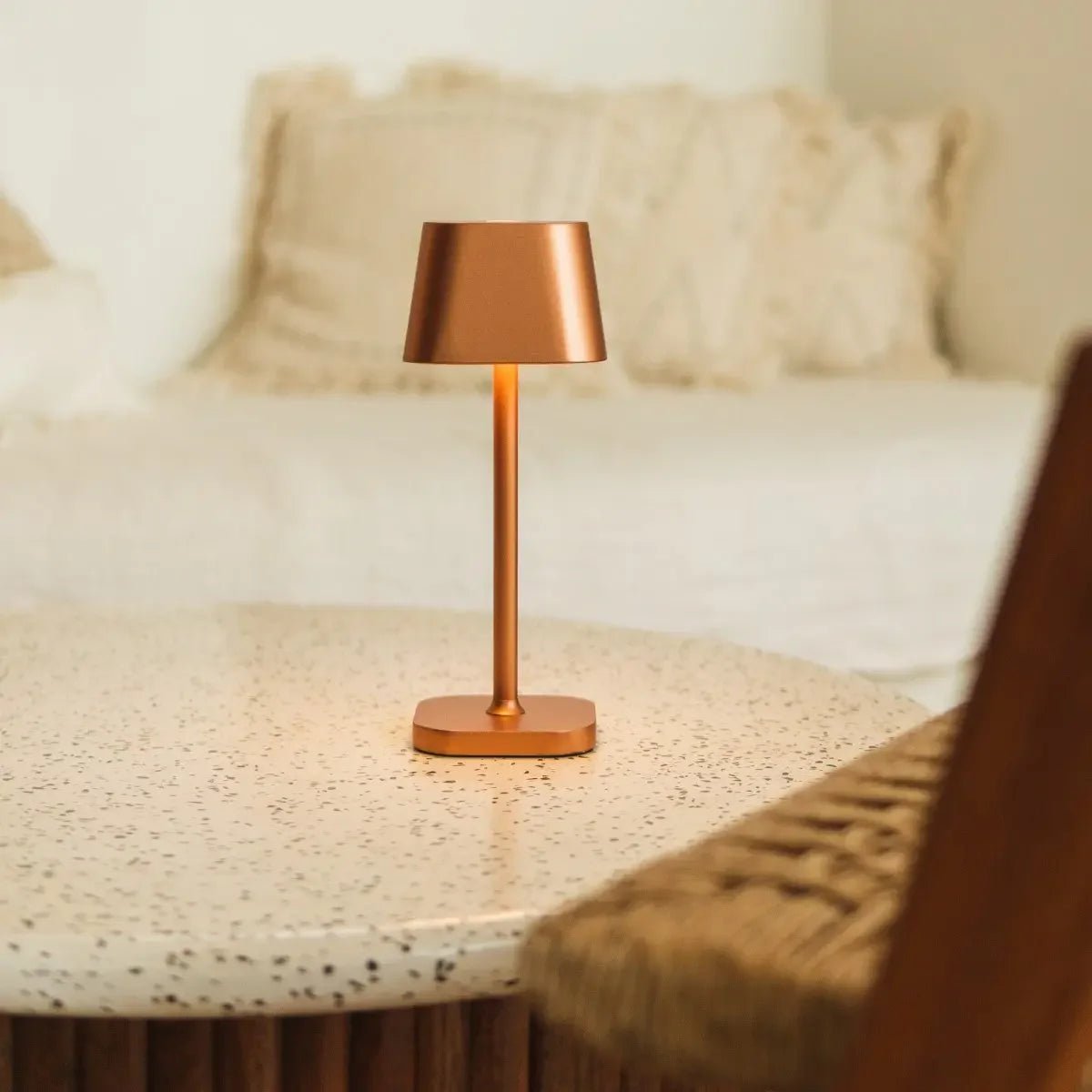 Ava Copper Rechargeable Table Lamp | Stylish, Cordless & Dimmable