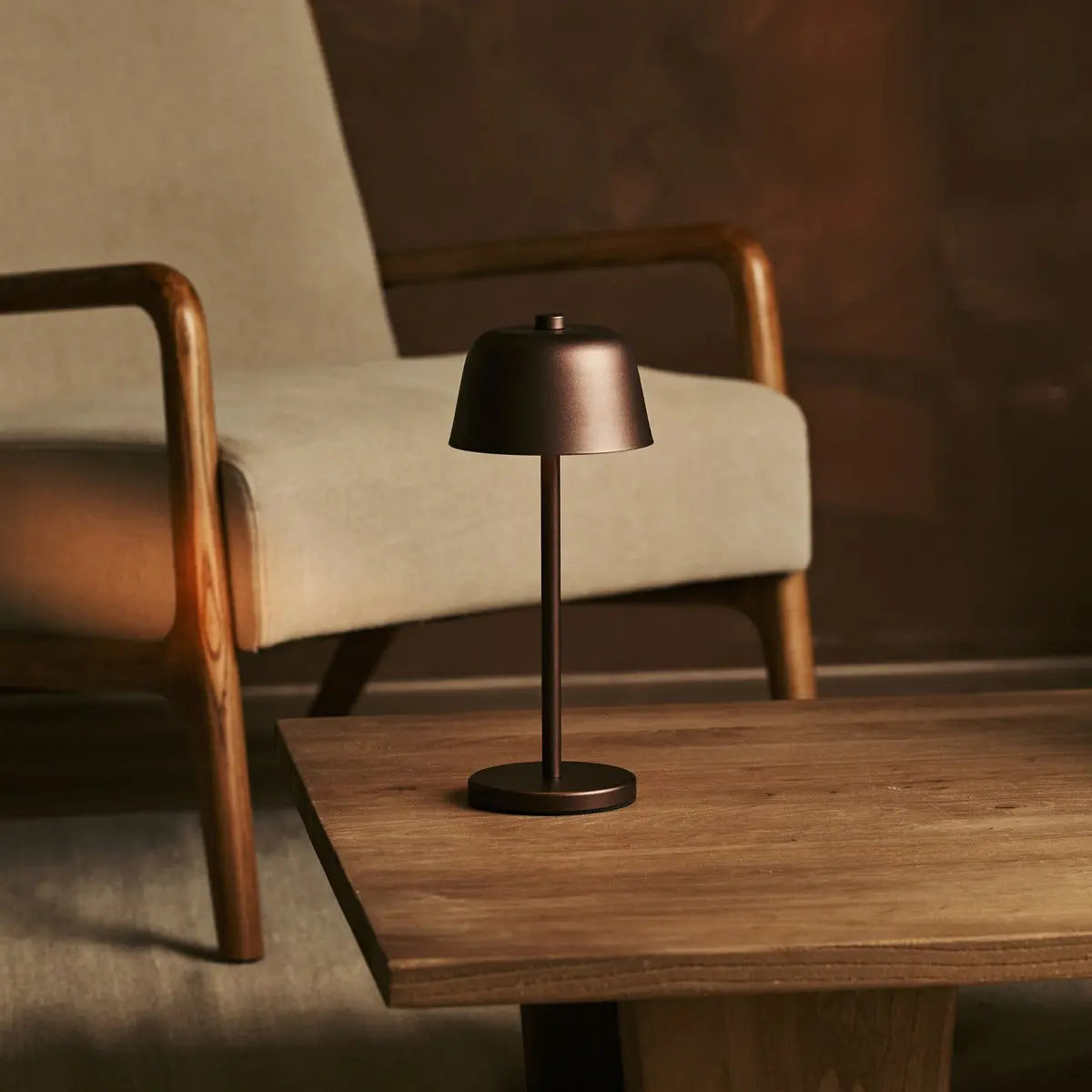 Anton Espresso Brown Rechargeable Table Lamp | Stylish & Cordless Lighting