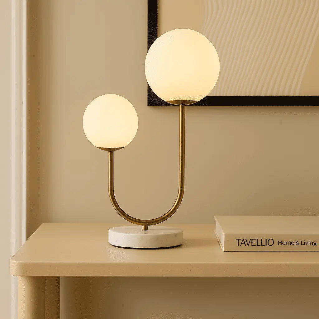 Giorgia Elegant Marble Lamp – Elegant Table Lamp with Frosted Glass Bulbs