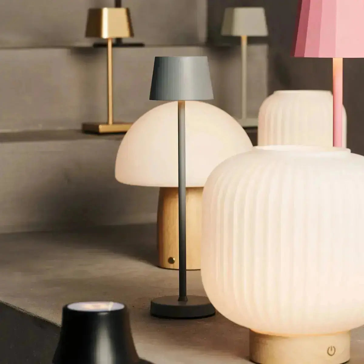 Zano Light Brown Wireless Lamp with Wood and Linen - Mood Lighting, LED Table Lamp with Battery