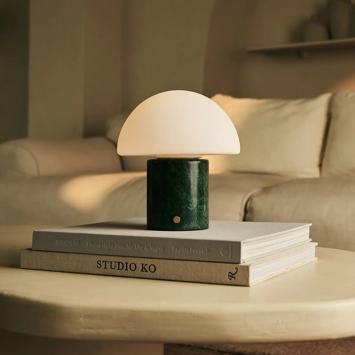 Maris Green / Verde Alpi – Classic Marble Rechargeable Table Lamp with 3 Light Colors & Dimming Function