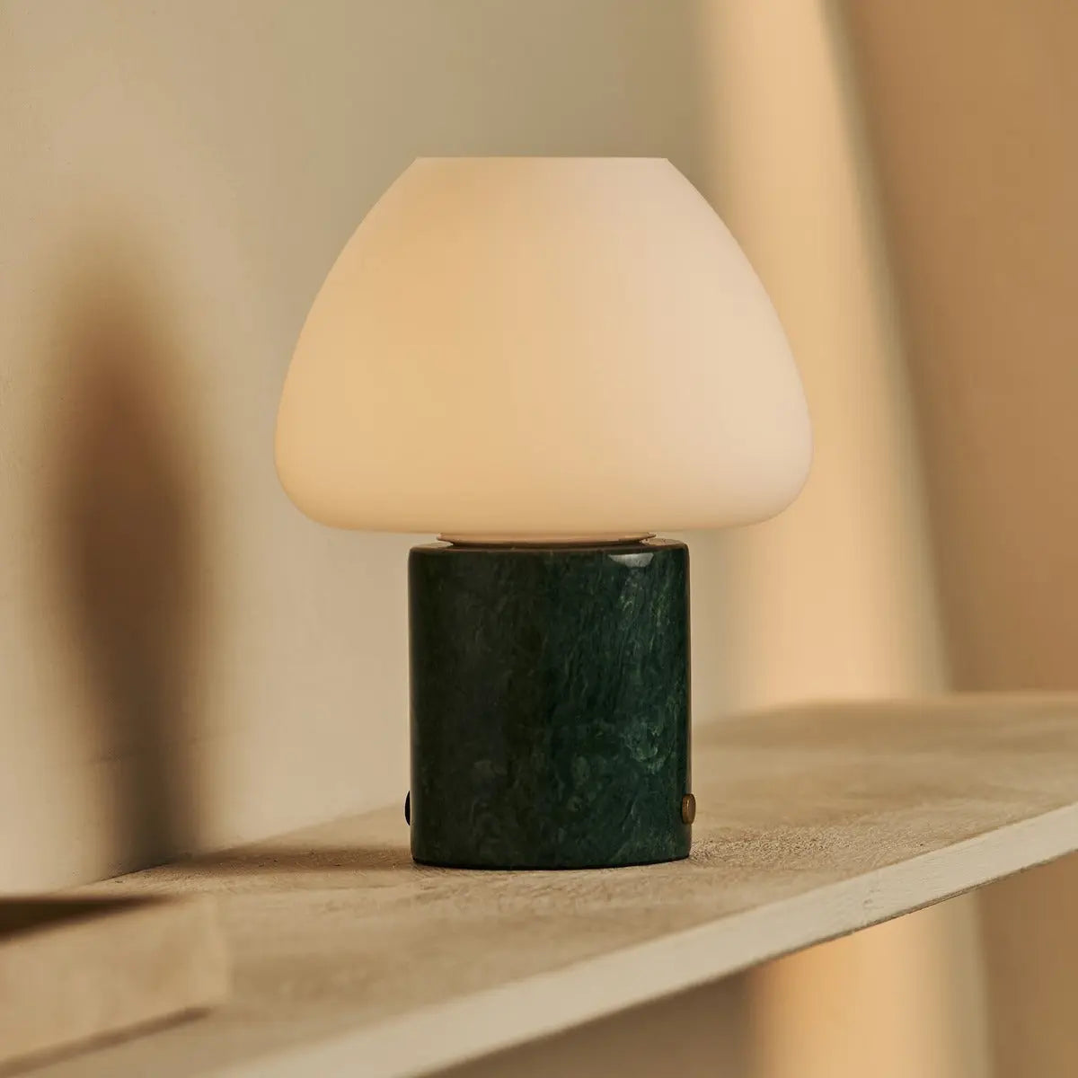 Ostade Green / Verde Alpi – Unique Marble Rechargeable Table Lamp with 3 Light Colors & Dimming Function