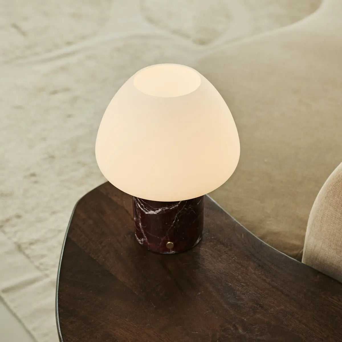 Ostade Red / Rosso Levanto – Unique Marble Rechargeable Table Lamp with 3 Light Colors & Dimming Function