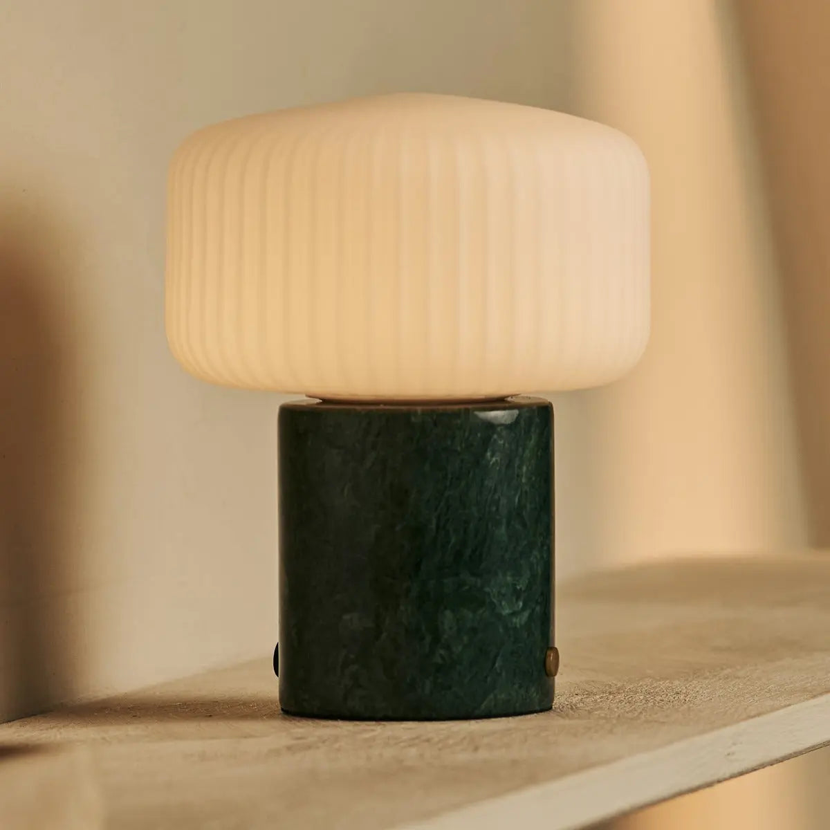 Renoir Green / Verde Alpi – Marble Rechargeable Table Lamp – Cordless, USB Rechargeable & Up to 100 Hours of Illumination