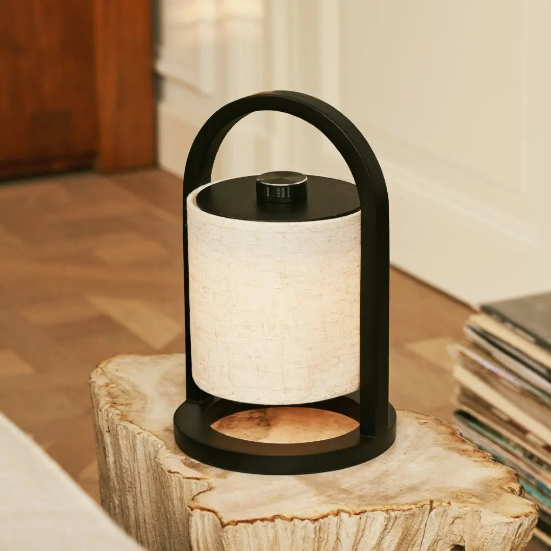 River Black Cordless Wooden Lamp – Rechargeable & Dimmable