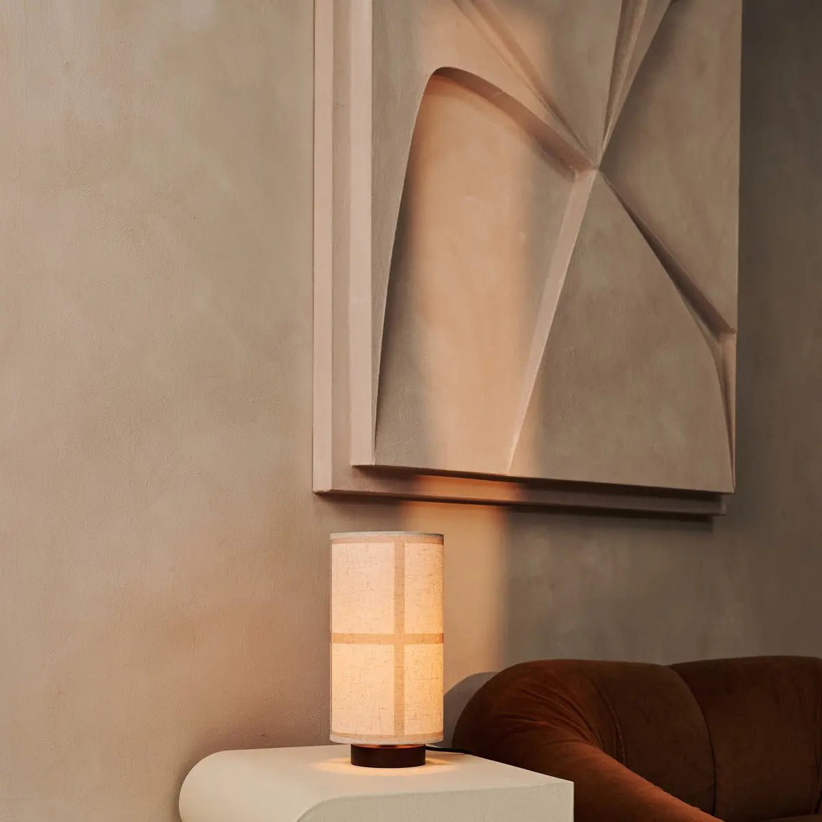 Sakura Dark Brown Table Lamp with Linen Shade | Handmade & Stylish Lighting