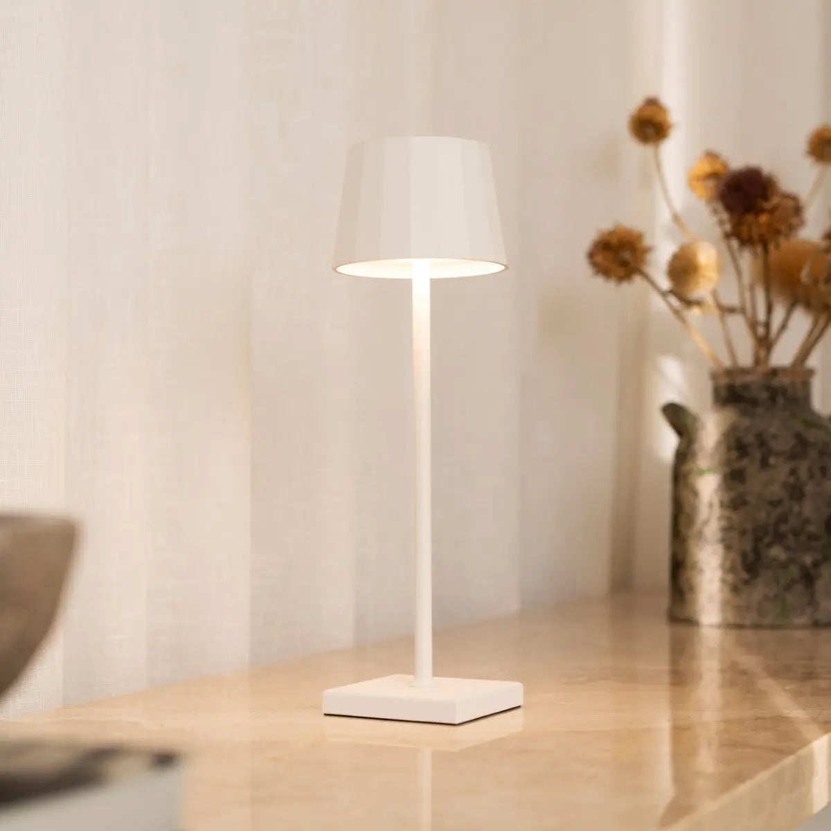 William White Rechargeable Table Lamp – Cordless, Dimmable, 120-Hour Battery Life