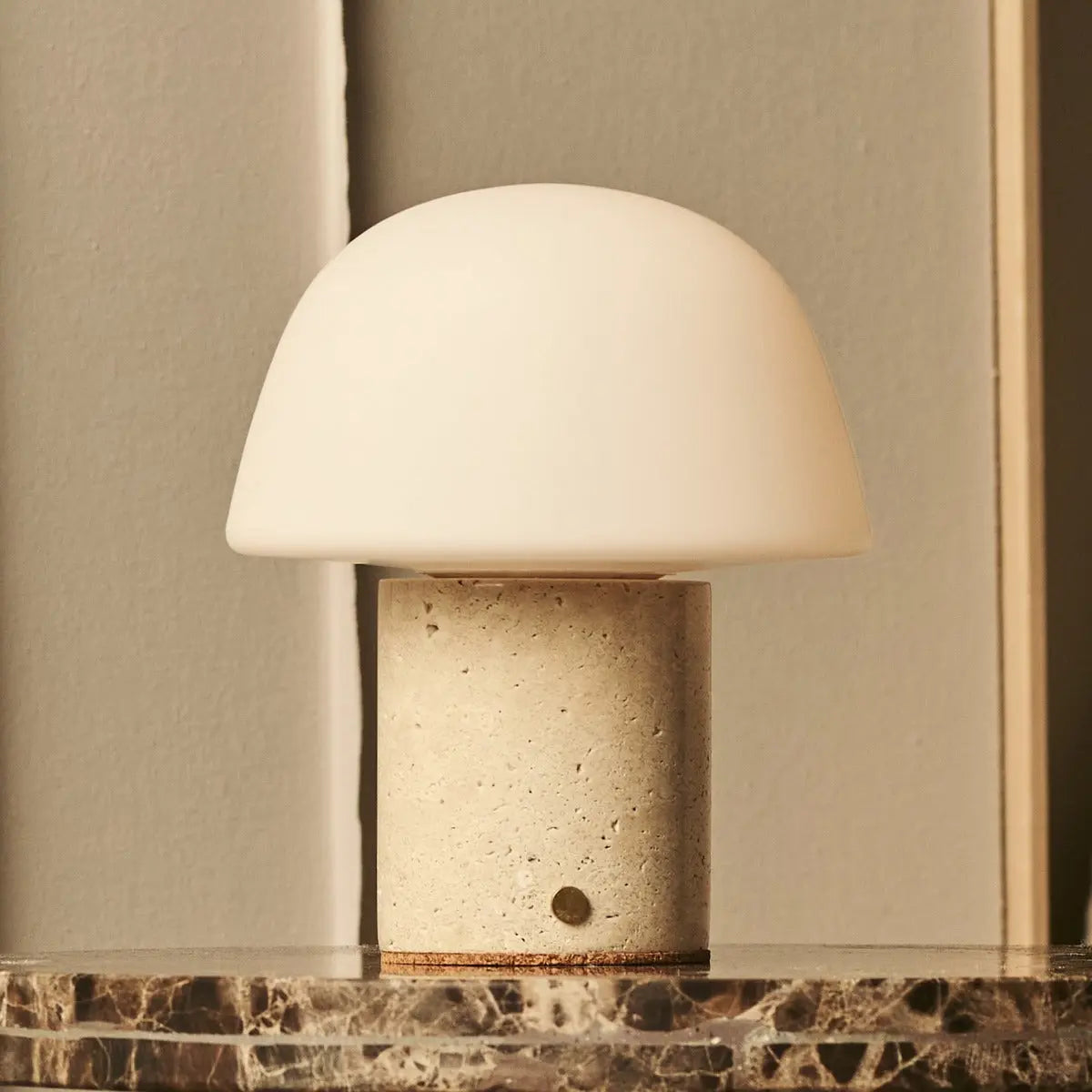 Maes Beige / Travertino Classico – Elegant Travertine Rechargeable Table Lamp, Up to 100 Hours of Illumination, Stylish and Functional