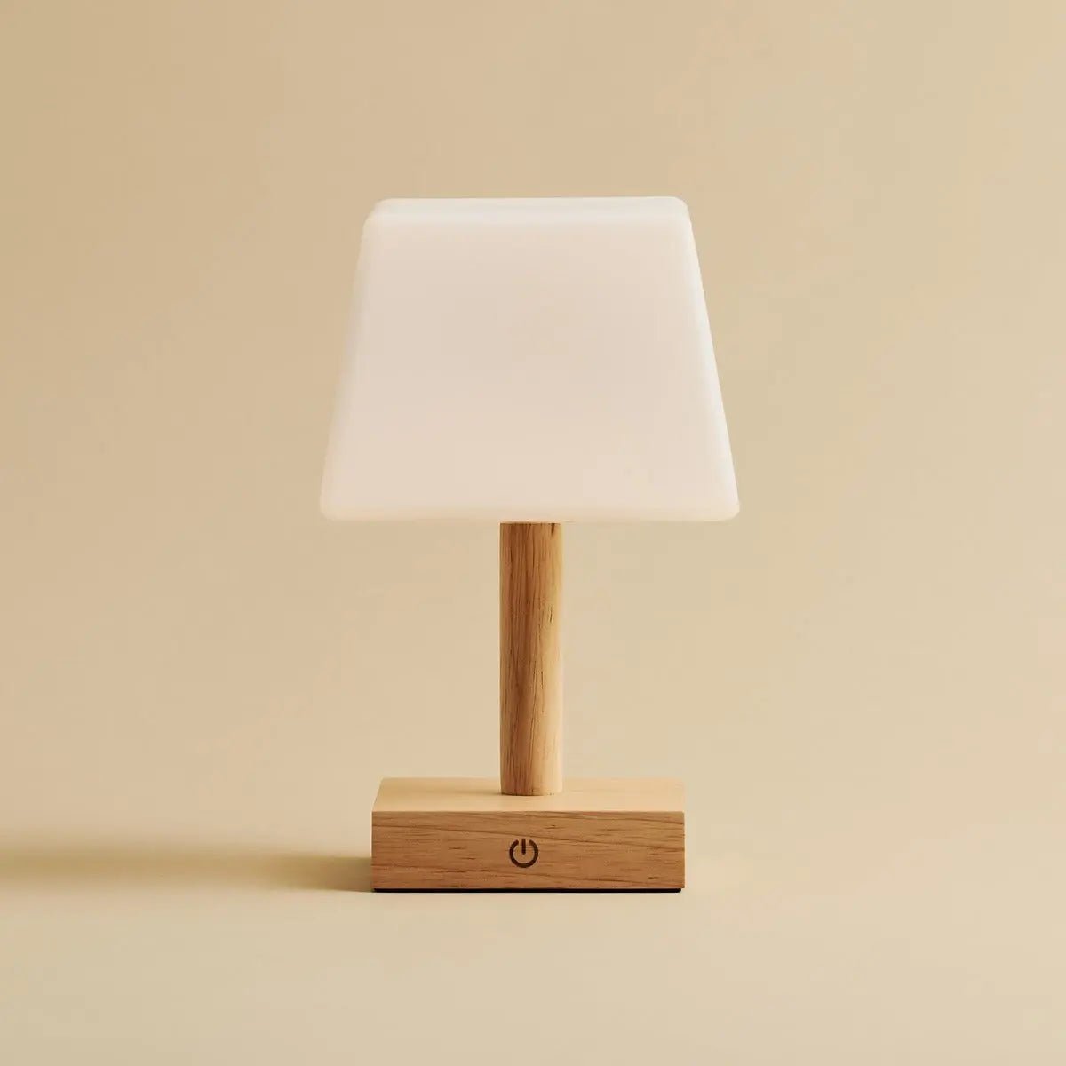 Tommy Light Brown Wooden Table Lamp with Glass - Rechargeable, Dimmable lamp, Cordless Lighting