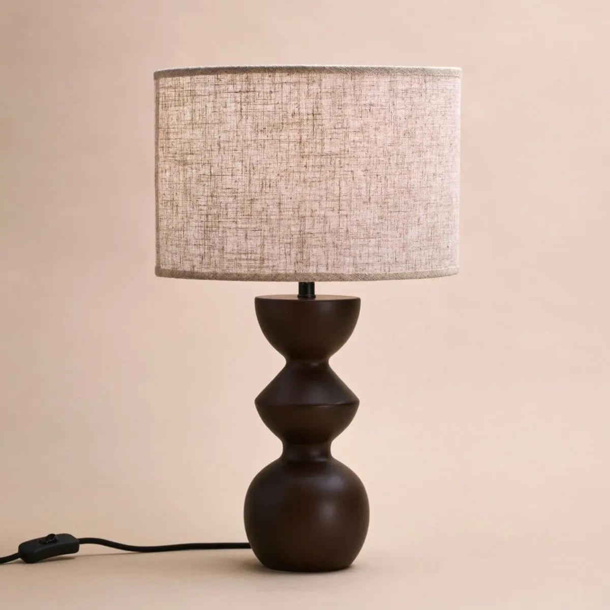 Kai Dark Brown Table Lamp with Sand Lampshade – Stylish, Handmade Lighting