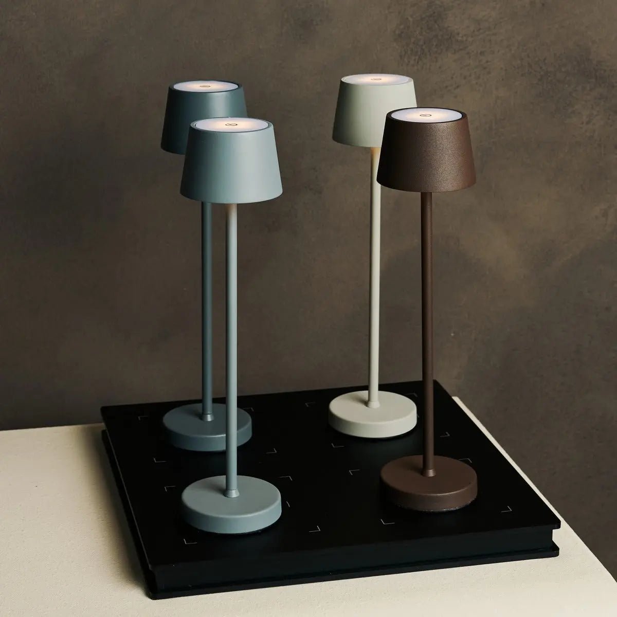 Vondel Mini Stone Grey Rechargeable and Cordless Lamp Perfect for Hospitality Industry – Wirelessly Rechargeable via Charging Station